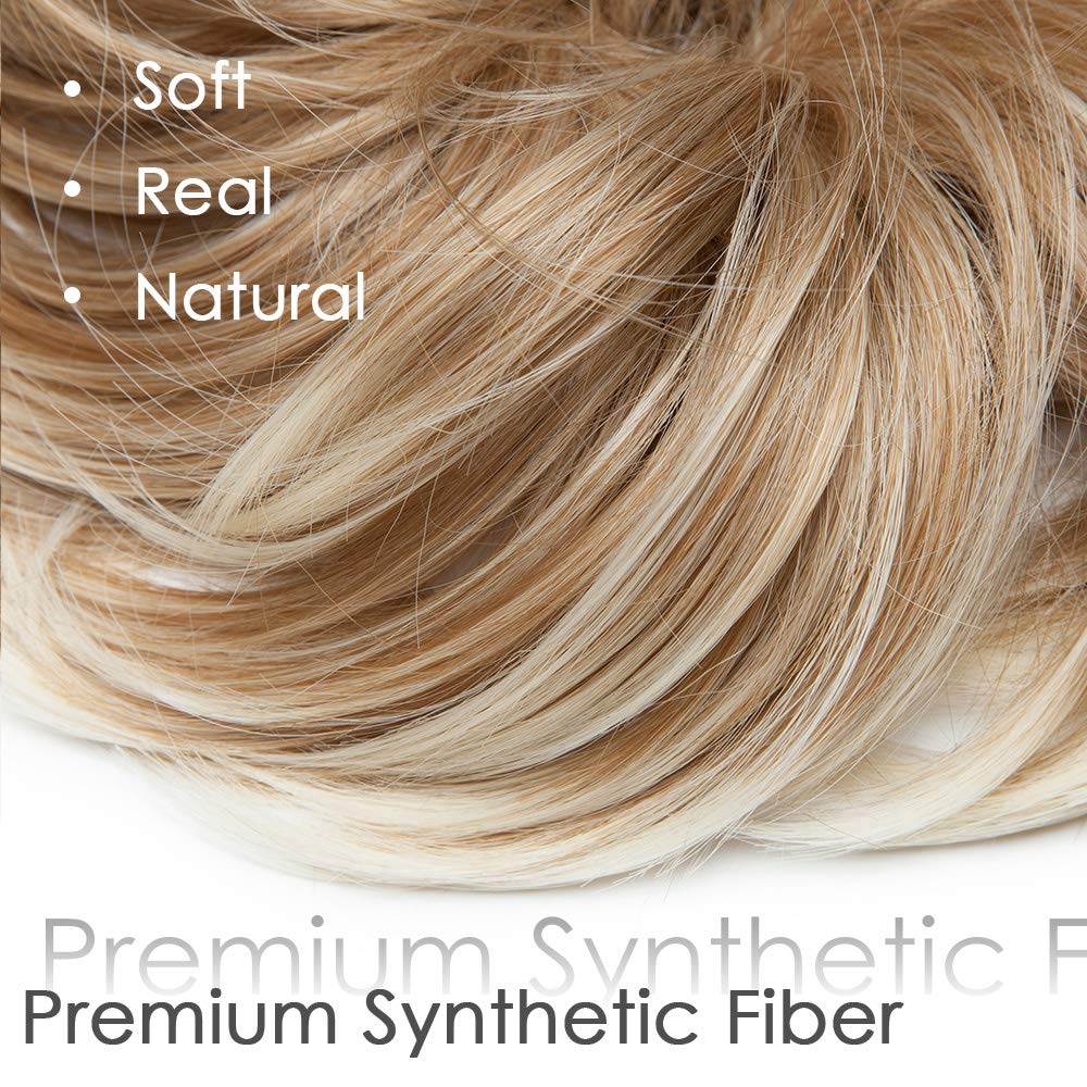 Messy Hair Bun Extensions Fluffy Tousled Scrunchie Synthetic Up Do Wavy Scrunchy Updo Chignons With Elastic Rubber Band Highlight Scrunchies Wrap On Instant Ponytail Hairpiece For Women 80g #27T613
