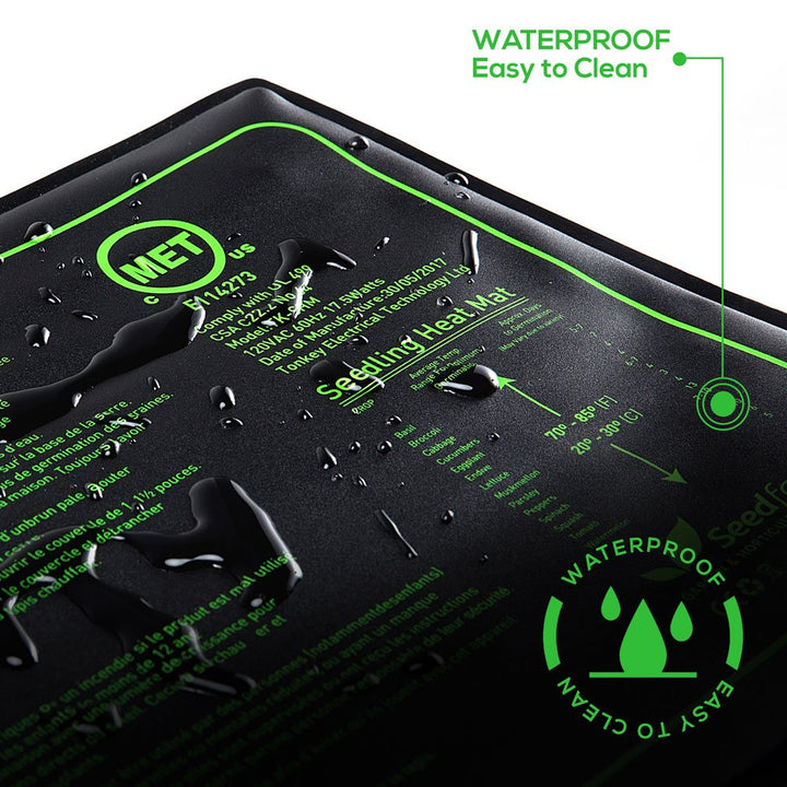 MET Certified 2 Pack Seedling Heat Mat, Waterproof Durable Germination Station Heat Mat, Warm Hydroponic Heating Pad for Indoor Home Gardening Seed Starter(10 X 20)
