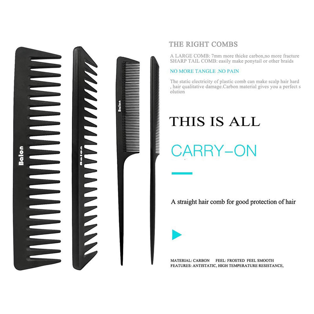 4Pcs Paddle Hair Brush, Detangling Brush and Hair Comb Set for Men and Women, Great On Wet or Dry Hair, No More Tangle Hairbrush for Long Thick Thin Curly Natural Hair (Black)