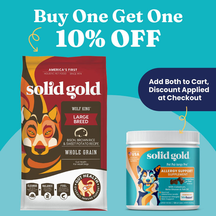 Large Breed Adult Dry Dog Food Whole Grain Kibble with Real Bison, Brown Rice, Sweet Potato and Omega 3 Fish Oil for Dogs, Probiotics - 24 LB