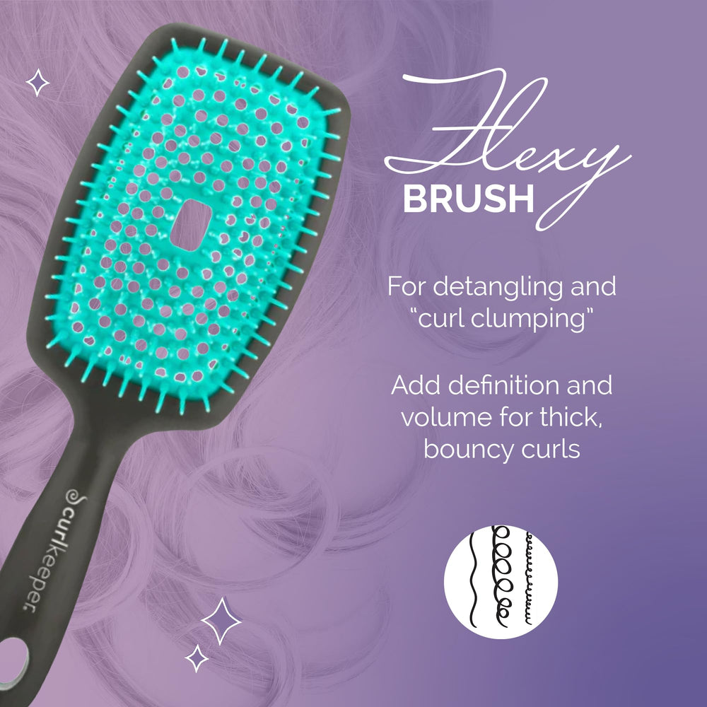 Flexy Hair Brush, Turquoise - Detangling Hair Brush with Flexible Bristles for Shower Use, Combing Through Curls & Removing Tangles - Lightweight Hair Accessories for All Hair Type