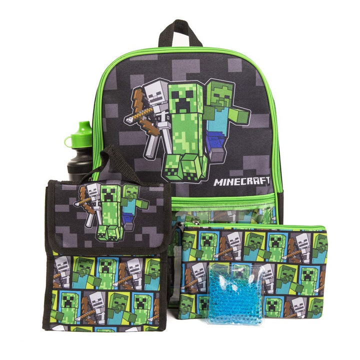 Minécraft Backpack Set with Lunch Box for Boys &amp; Girls, 16 inch, 5 Piece Value Set