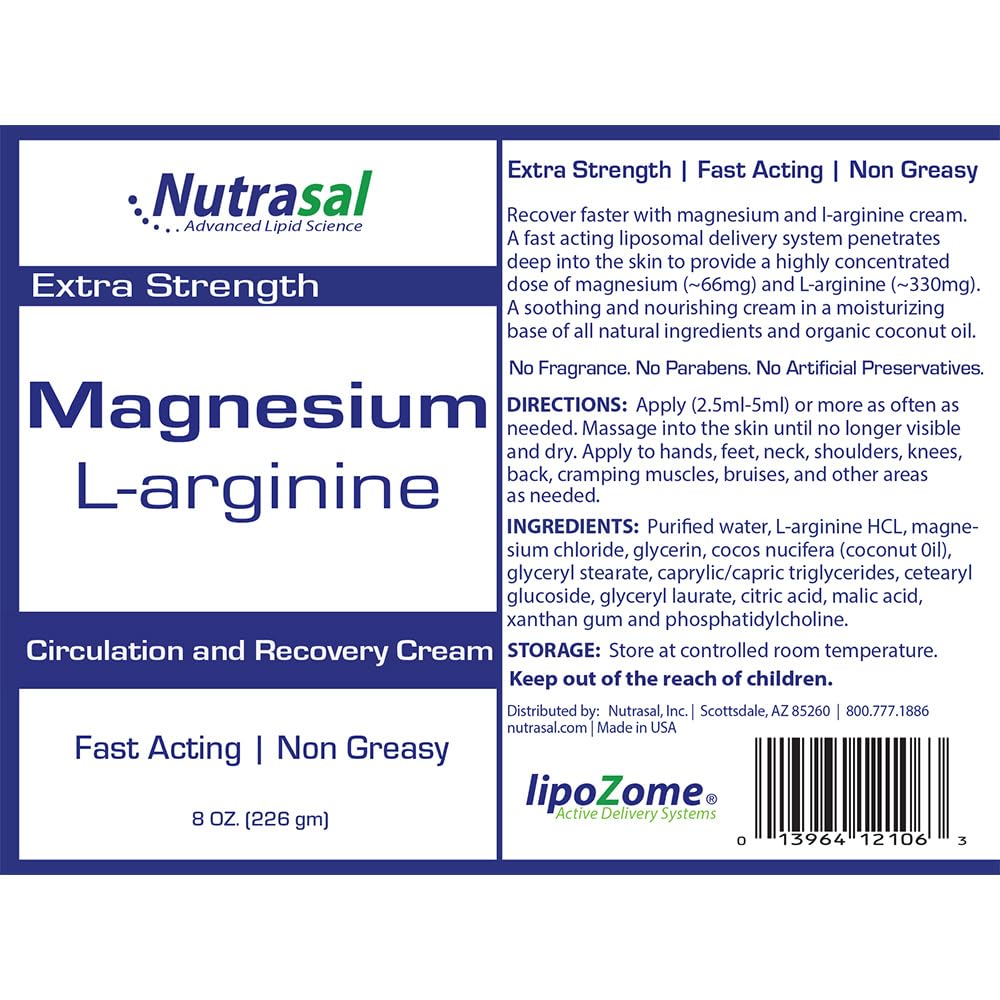 Nutrasal Magnesium L-Arginine Cream - 8oz