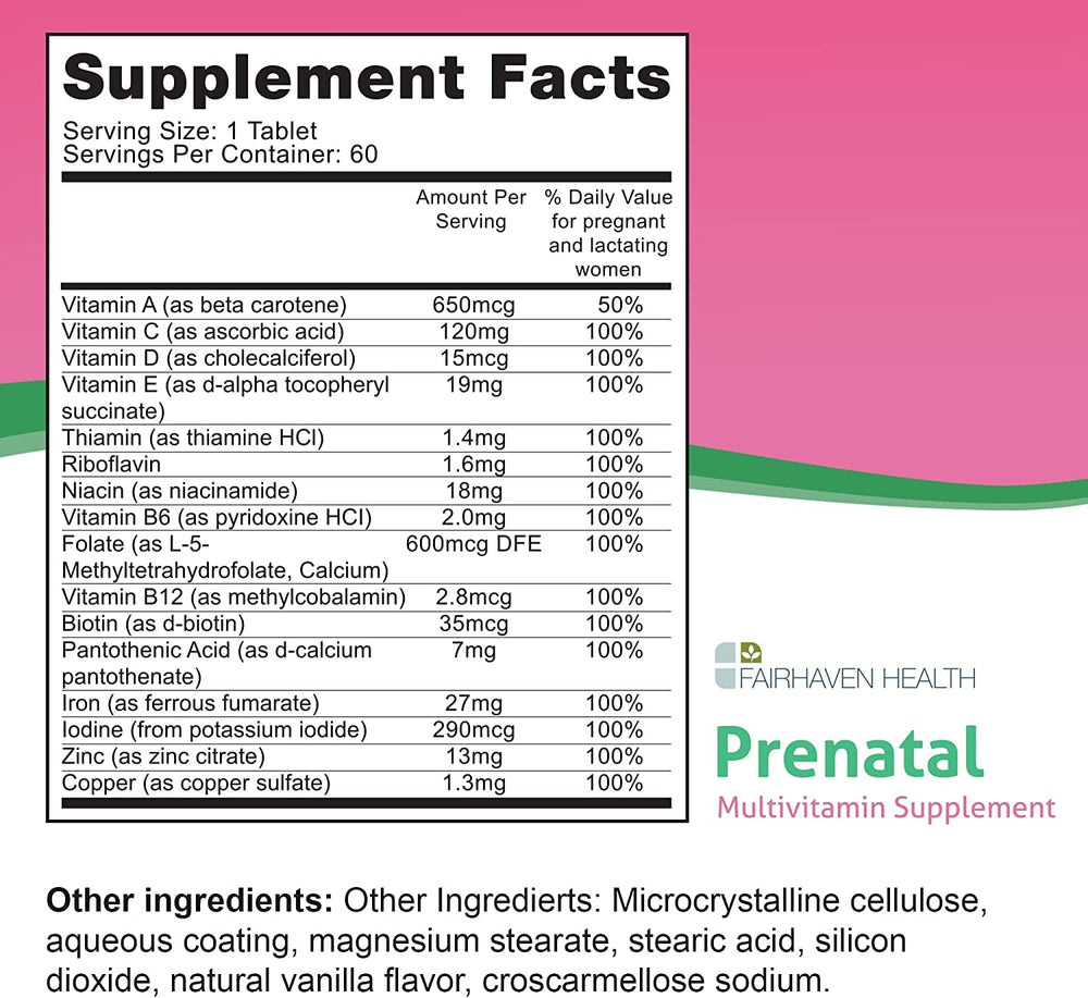 Peapod Prenatal Multivitamin - 1 Per Day, Light Vanilla Flavor - Pregnancy Must Haves for Women and Baby Health - Includes Iron, Vitamin C, and Folic Acid - 2 Month Supply