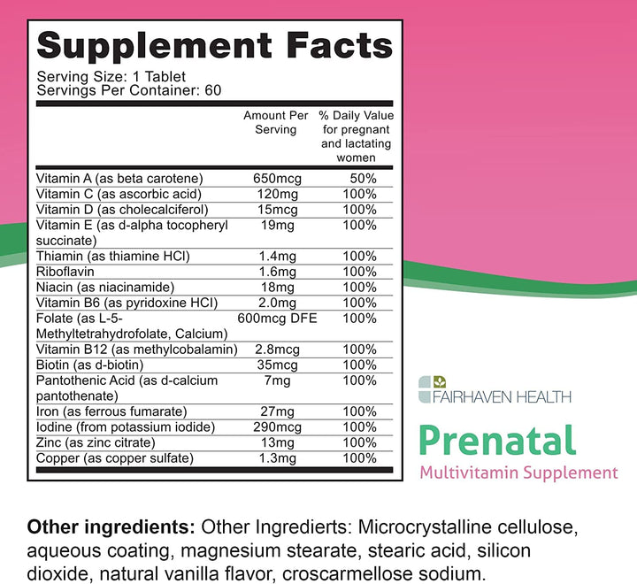Peapod Prenatal Multivitamin - 1 Per Day, Light Vanilla Flavor - Pregnancy Must Haves for Women and Baby Health - Includes Iron, Vitamin C, and Folic Acid - 2 Month Supply