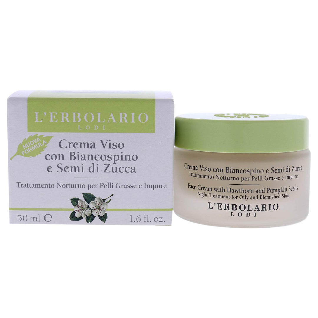 L&#39;Erbolario Hawthorn Face Cream Night Treatment 50ml for Oily and Blemished Skin