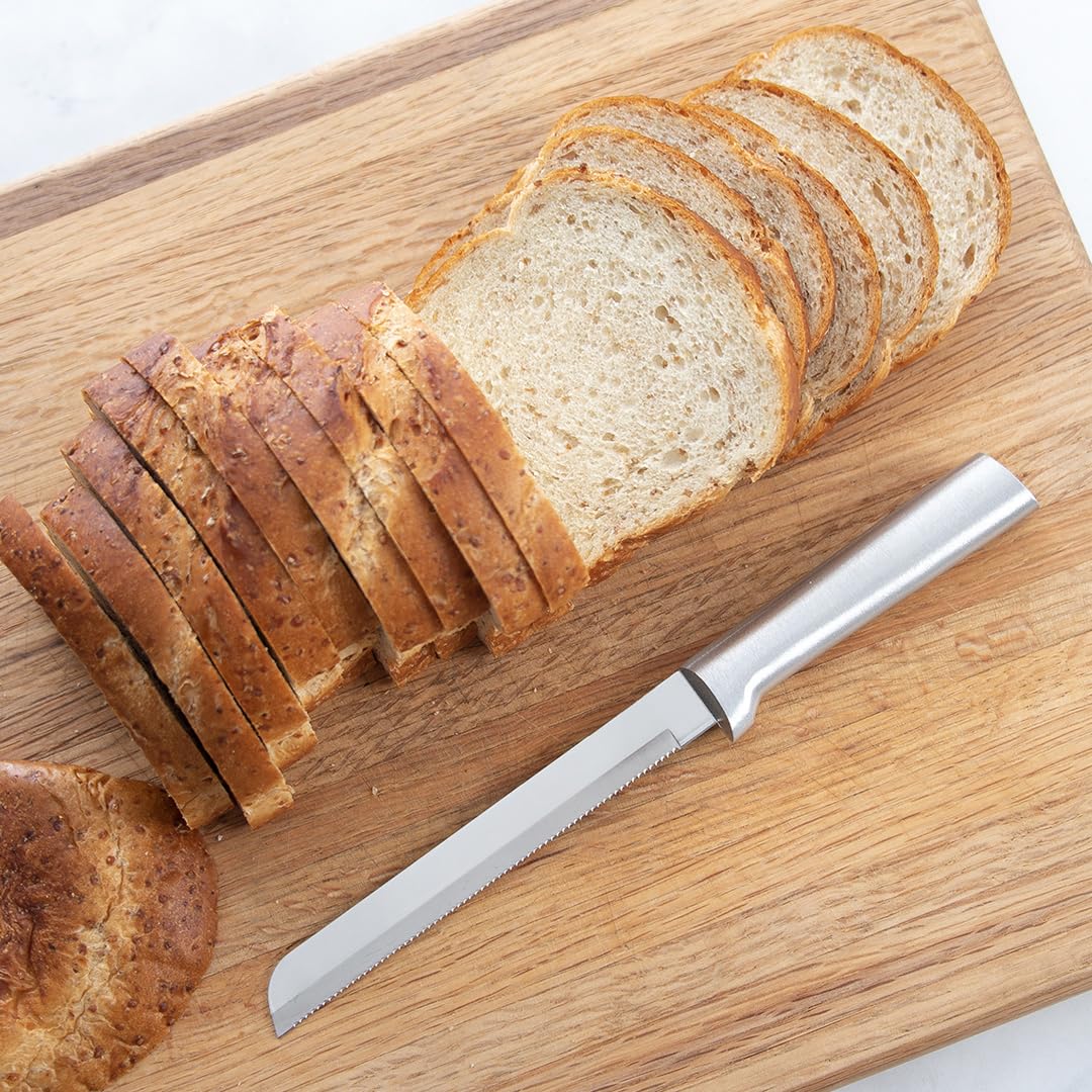Rada Cutlery Bread Knife Stainless Steel Serrated Blade with Aluminum, Pack of 1, Silver Handle