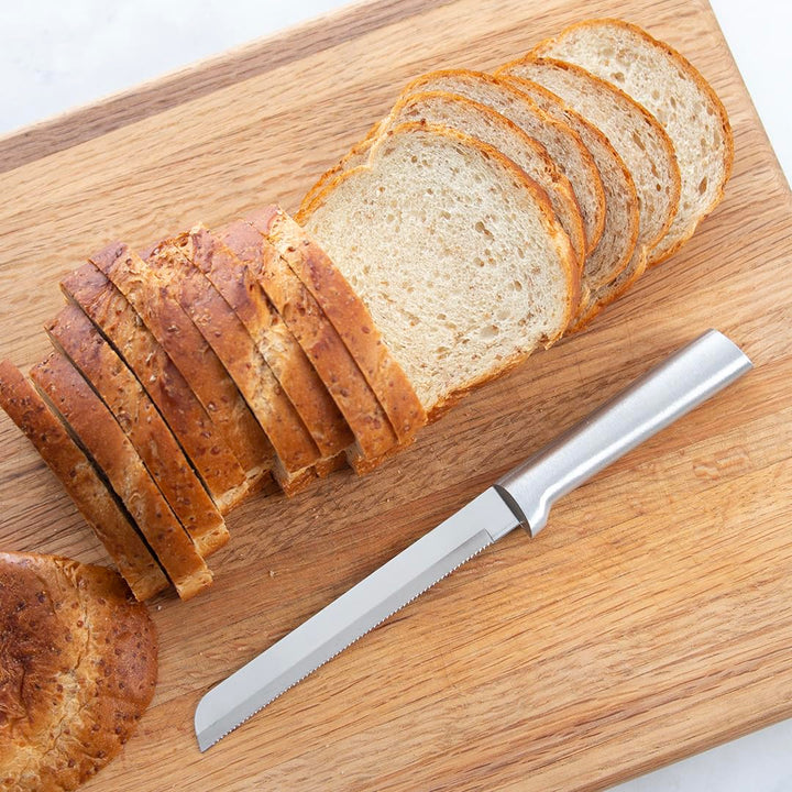 Rada Cutlery Bread Knife Stainless Steel Serrated Blade with Aluminum, Pack of 1, Silver Handle