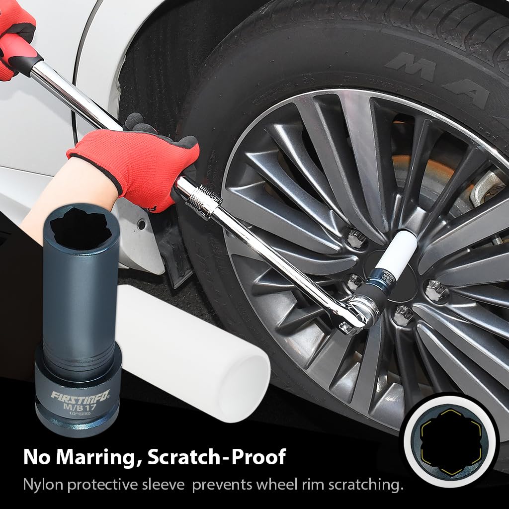 FIRSTINFO B2920 Impact Lug Nut Socket for Mercedes Benz Vehicles with 17mm Convex, Flower Head Lug Nuts