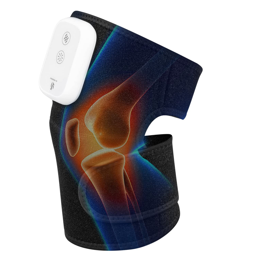 Heated Knee Brace for Pain Relief,3 adjustable intensity and temperature knee massagers,3 kinds of intensity and temperature adjustable knee massager, built-in 5000 mAh battery, a pack