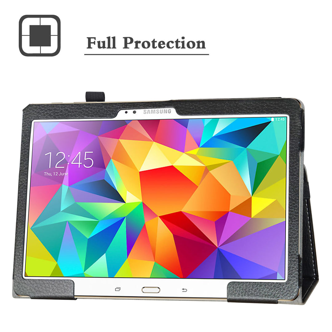 Samsung Tab S 10.5 T800 Case,Bige PU Leather Folio 2-Folding Stand Cover for 10.5 Samsung Galaxy Tab S 10.5 Sm-t800 Sm-t801 Sm-t805 t807 Tablet,Black