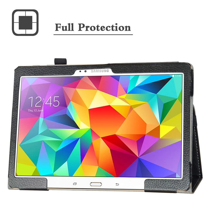 Samsung Tab S 10.5 T800 Case,Bige PU Leather Folio 2-Folding Stand Cover for 10.5 Samsung Galaxy Tab S 10.5 Sm-t800 Sm-t801 Sm-t805 t807 Tablet,Black