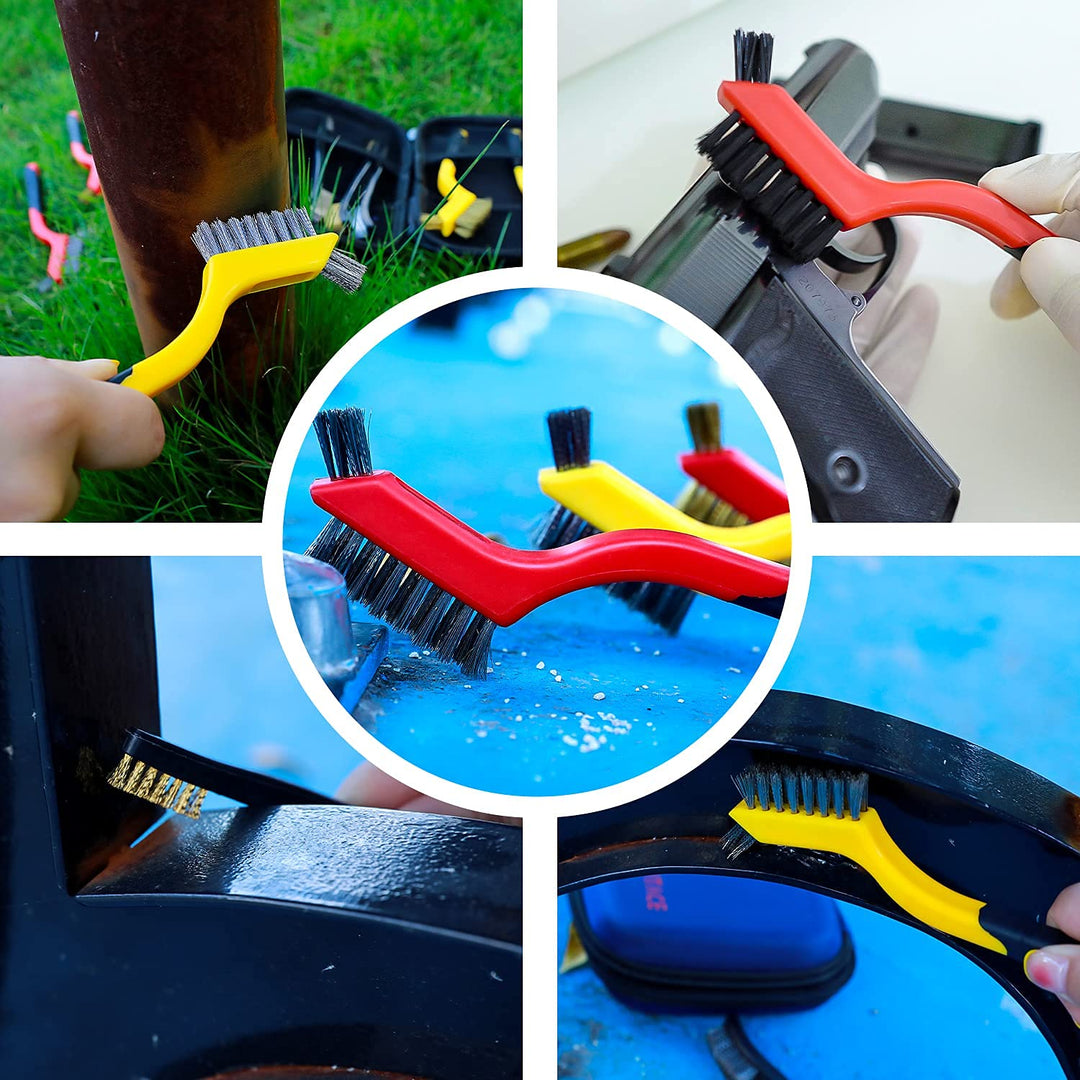 (8 Pieces) Small Wire Brush Brass/ Stainless Steel/ Nylon Brushes for Cleaning Rust Removal, Dirt, Paint Scrubbing Wire Brush Set Double-Ended Cleaning Pick