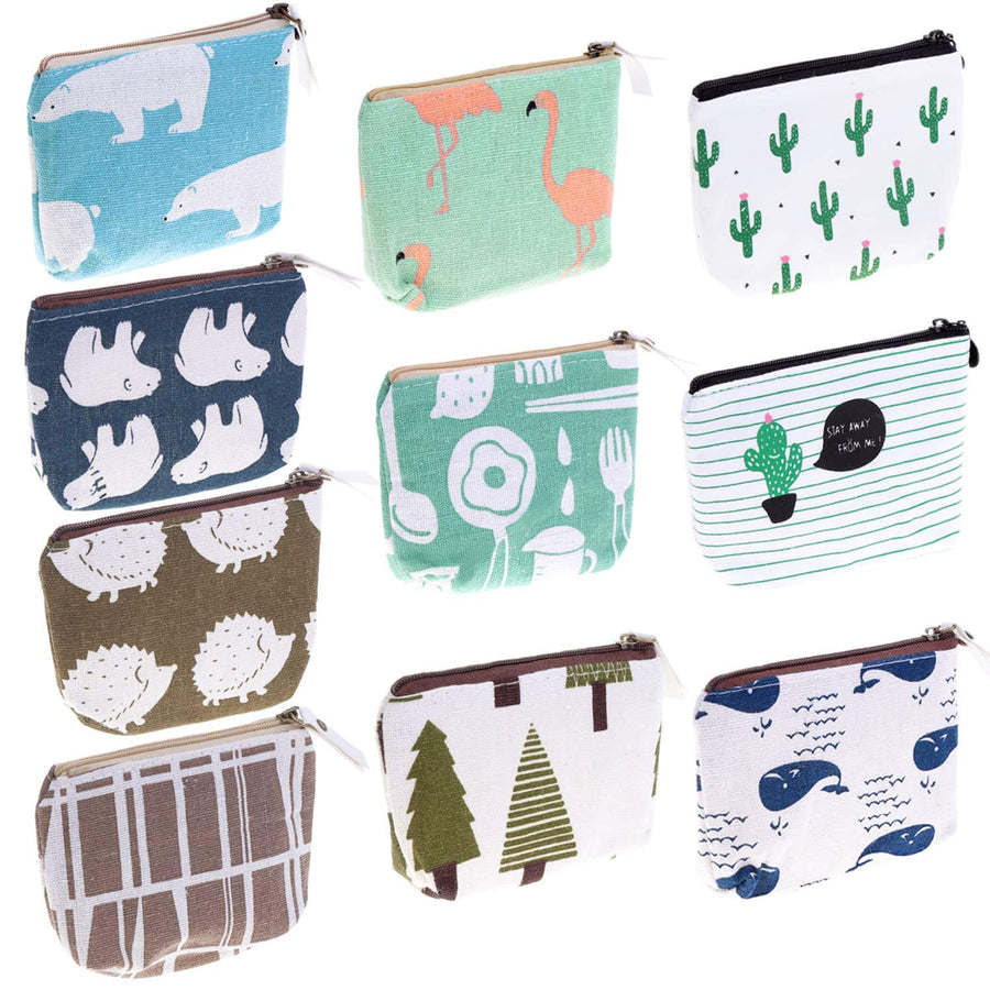 Small Coin Purse, 10 Pcs Small Canvas Purse Zipper Change Purse Small Zipper Pouch