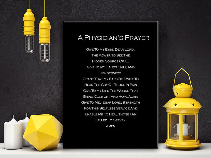Doctor Physicians Gifts for Women Men, A Physician&#39;s Prayer Poster Canvas Wall Art Painting Ready to Hang for Home Office Decor Doctor Christian Gifts Graduation Gifts Easel &amp; Hanging Hook