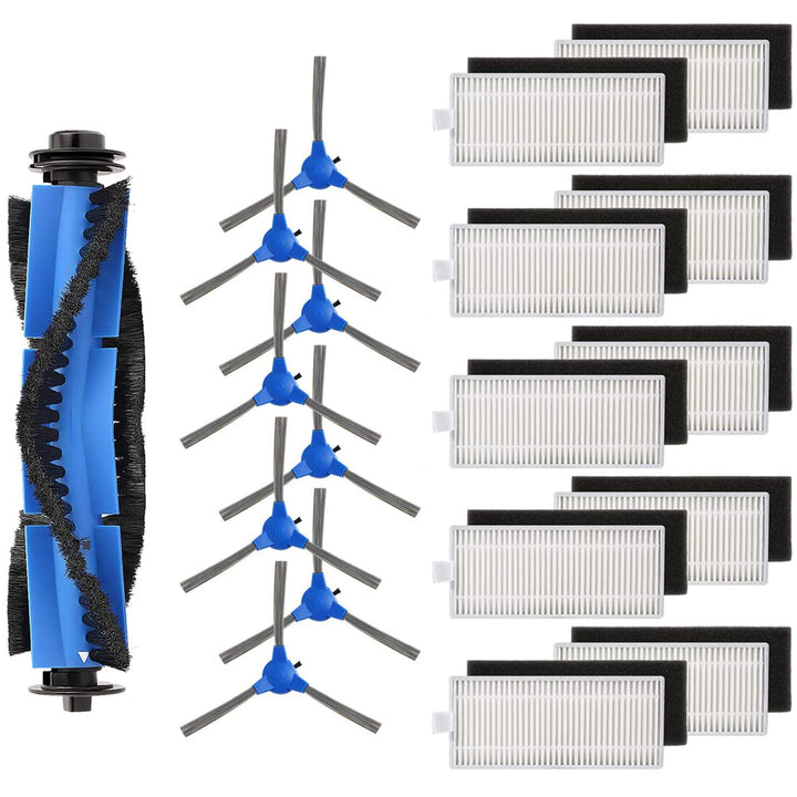 Replacement Parts Compatible with eufy RoboVac 11S RoboVac 30 RoboVac 30C RoboVac 15C RoboVac 12 RoboVac 35C RoboVac 15T Accessory, 19 Pack (10 Filters + 8 Side Brushes + 1 Rolling Brush)
