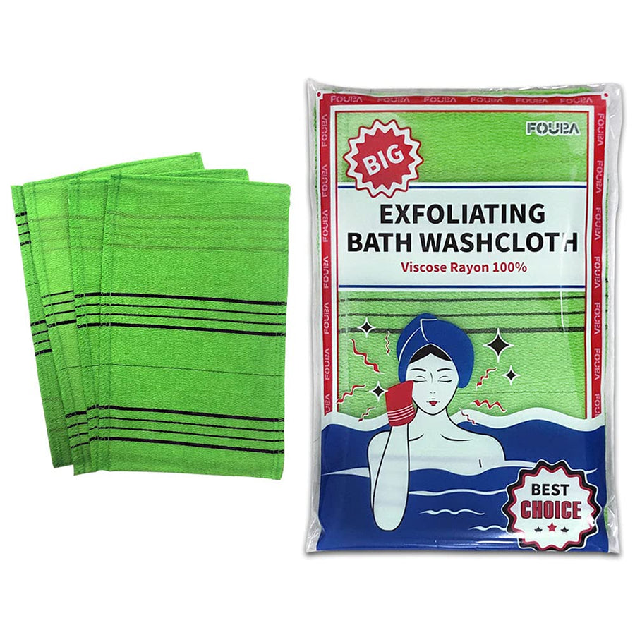 Asian Exfoliating Bath Washcloth (Large Green - 4 pcs)