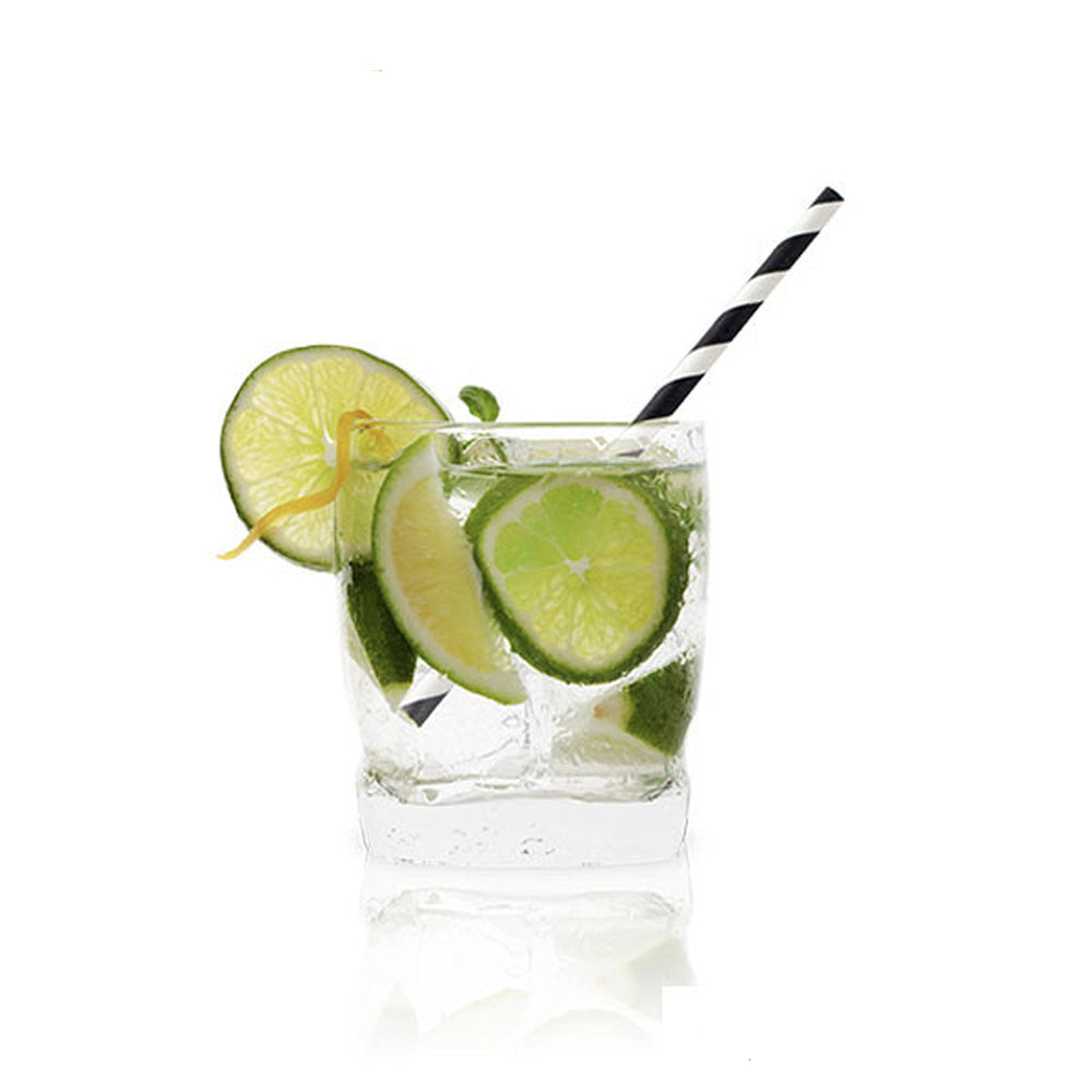 Paper Straws - Black Gold White - Stripe Polka Dot Chev