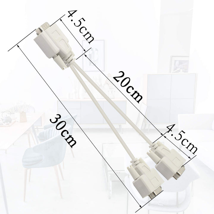 30cm DB9 Y Splitter Cable DB9 9 Pin 1 Male to 2 Female Rs232 Serial Splitter Adapter Straight-Through Cable YOUCHENG for Connect Various Serial Interface Devices