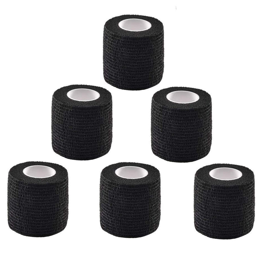 Tattoo Cohesive Bandage Tape - 6pcs Disposable Self Adherent Wrap Medical Tape,Tattoo Grip Tape Wrap, Postoperative Wound,Sports Protection (Black)