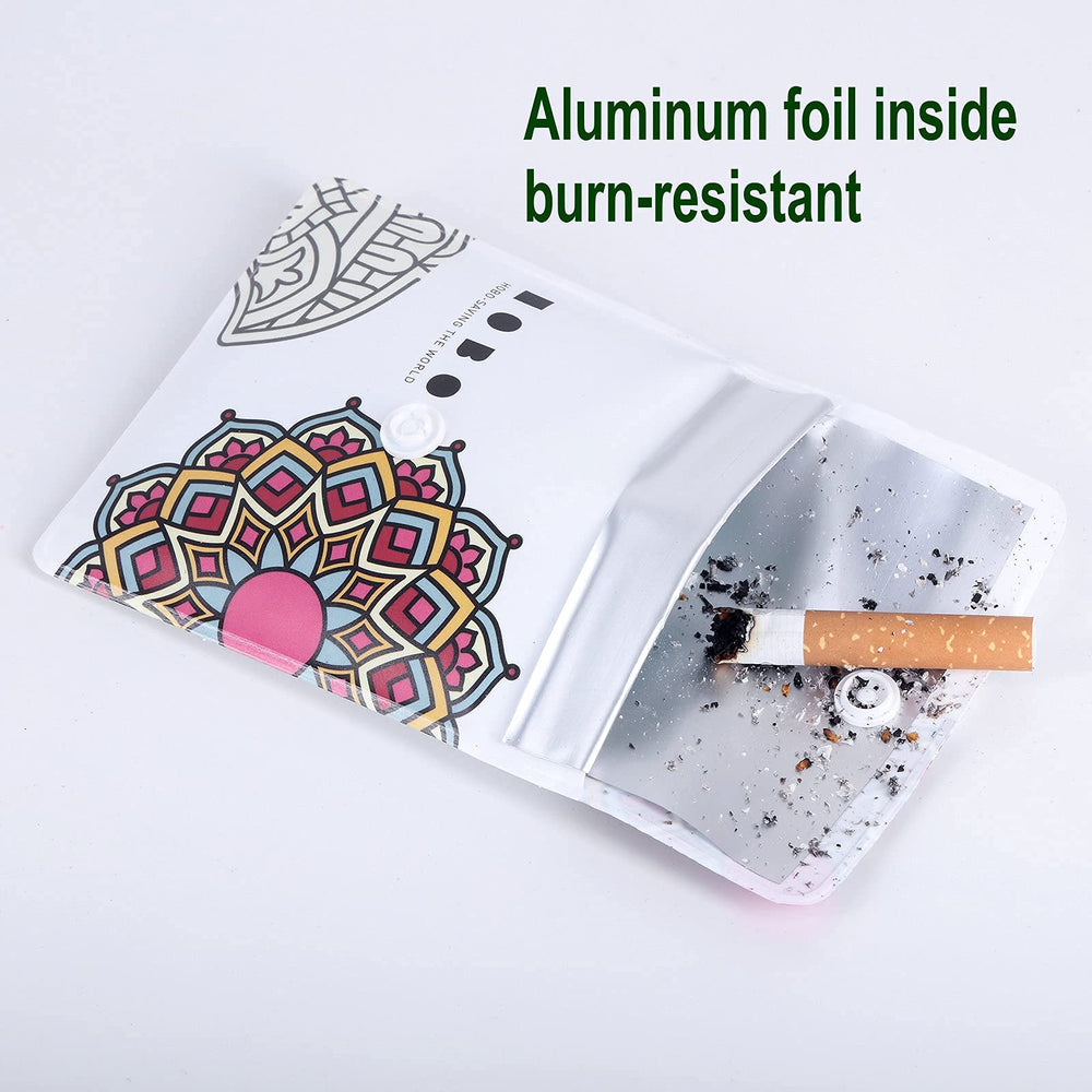 Portable Pocket Ashtray Pouch Fireproof Butt Pouch Odor-Free Assorted Design (10 pack)