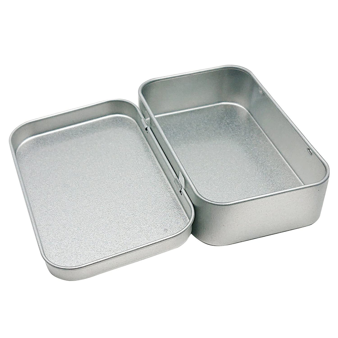 8 Pack Tin Box Containers 3.7 x 2.4 x 0.8 Inch Metal Tins Storage Box with Hinge Lids, for Home Storage, Outdoor Active Storage Containers, Home Organizer Small Tins, Gold