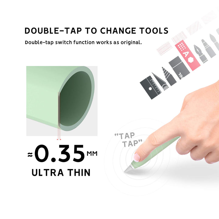 Cute Ear Case Silicone Skin Cover for Apple Pencil 2nd Generation, and Protective Nib Cover Accessories Compatible with iPad Pro 11 12.9 inch,Green