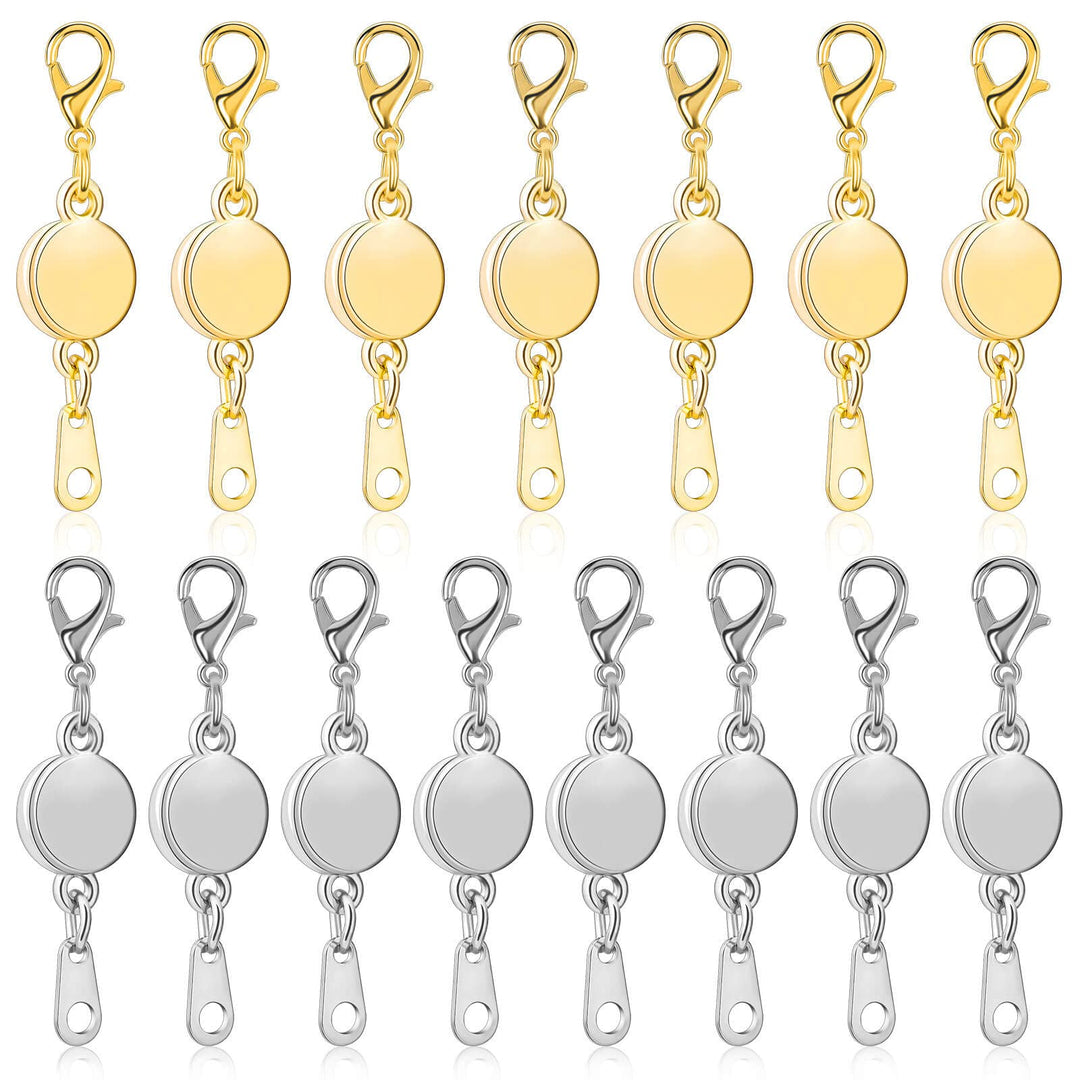 Magnetic Necklace Clasps and Closures, Paxcoo 15Pcs Locking Magnetic Jewelry Clasps, Magnetic Necklace Extender, Necklace Clasp Helper for Necklaces, Bracelets and Jewelry