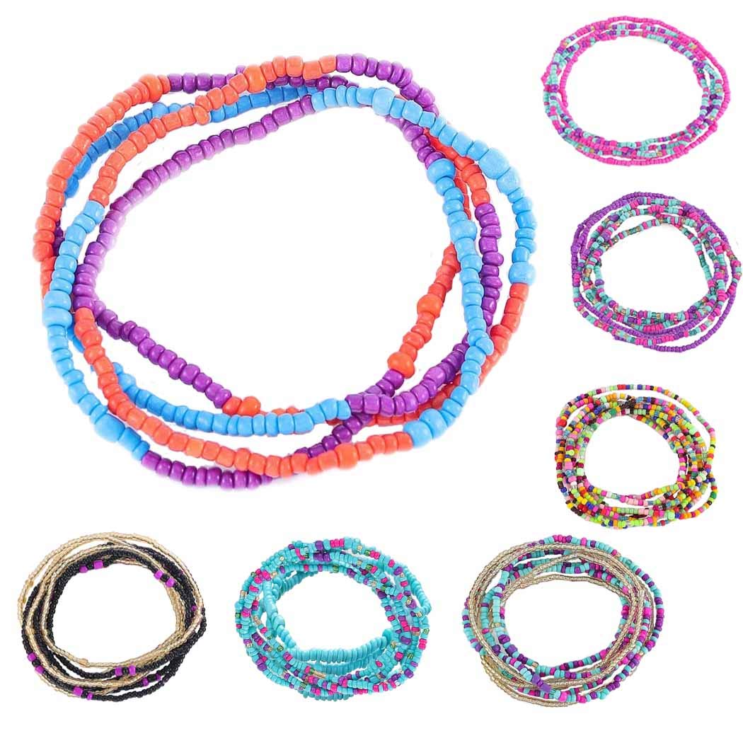 Sexy Body Chains Bead Belly Waist Chains Set Colorful Body Jewelry Beach for Women and Girls 2PCS (Orange&amp;Blue)