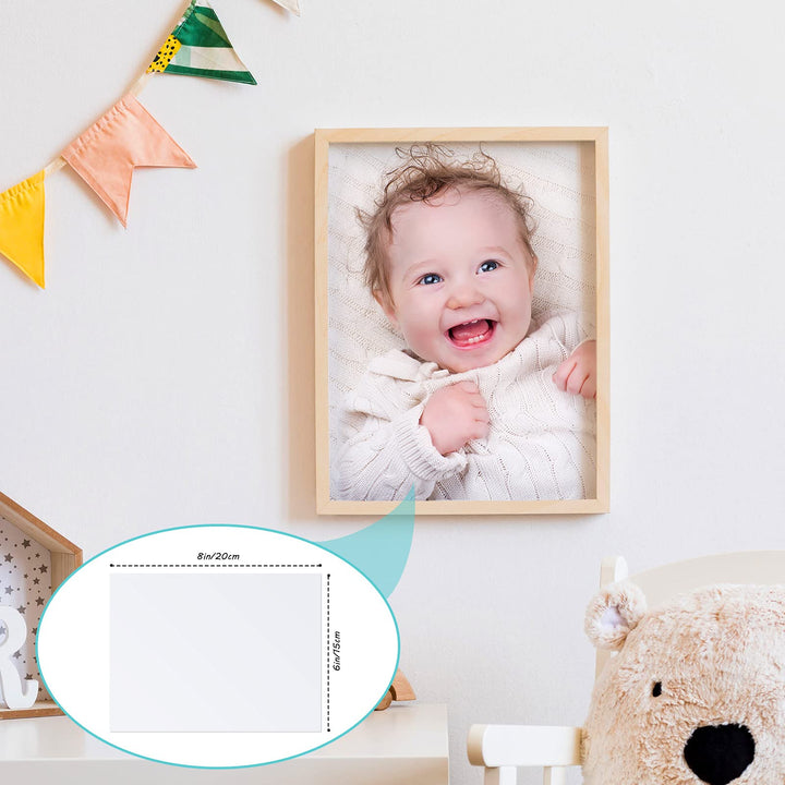 Hotop 8 Pieces Sublimation Metal Photo Blanks Aluminum Photo Sign Blank 6 x 8 Inch Photo Metal Wall Poster Frame Blank for Sublimation Heat Press, White