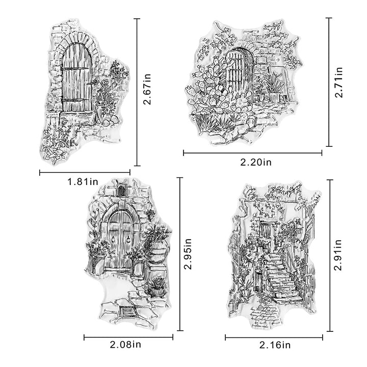 4 Styles Garden Doors Clear Stamps for Card Making Deco