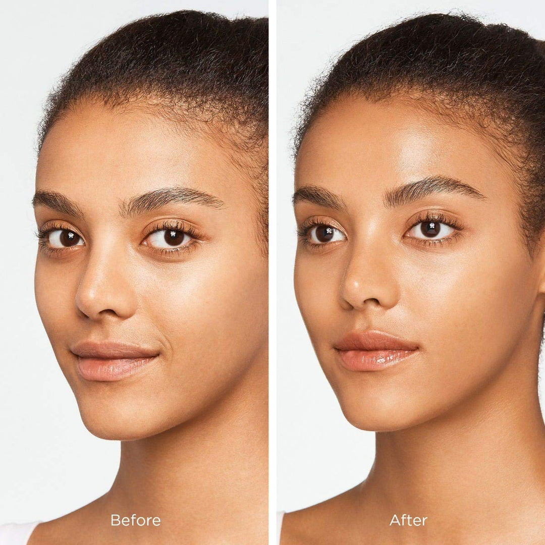 Highlighter Stick, Crystal Glow Tinted Luminizer Contour Makeup, Crystalide Peptide for Clearer, Smoother Looking Skin, Built-In Detachable Brush, Natural Beige