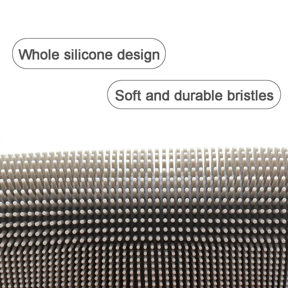 Silicone Body Cleansing Brush Shower Scrubber Bath Exfoliating Glove SPA Massage Soft Bristles, for Sensitive and all Kind Skins (Gray)