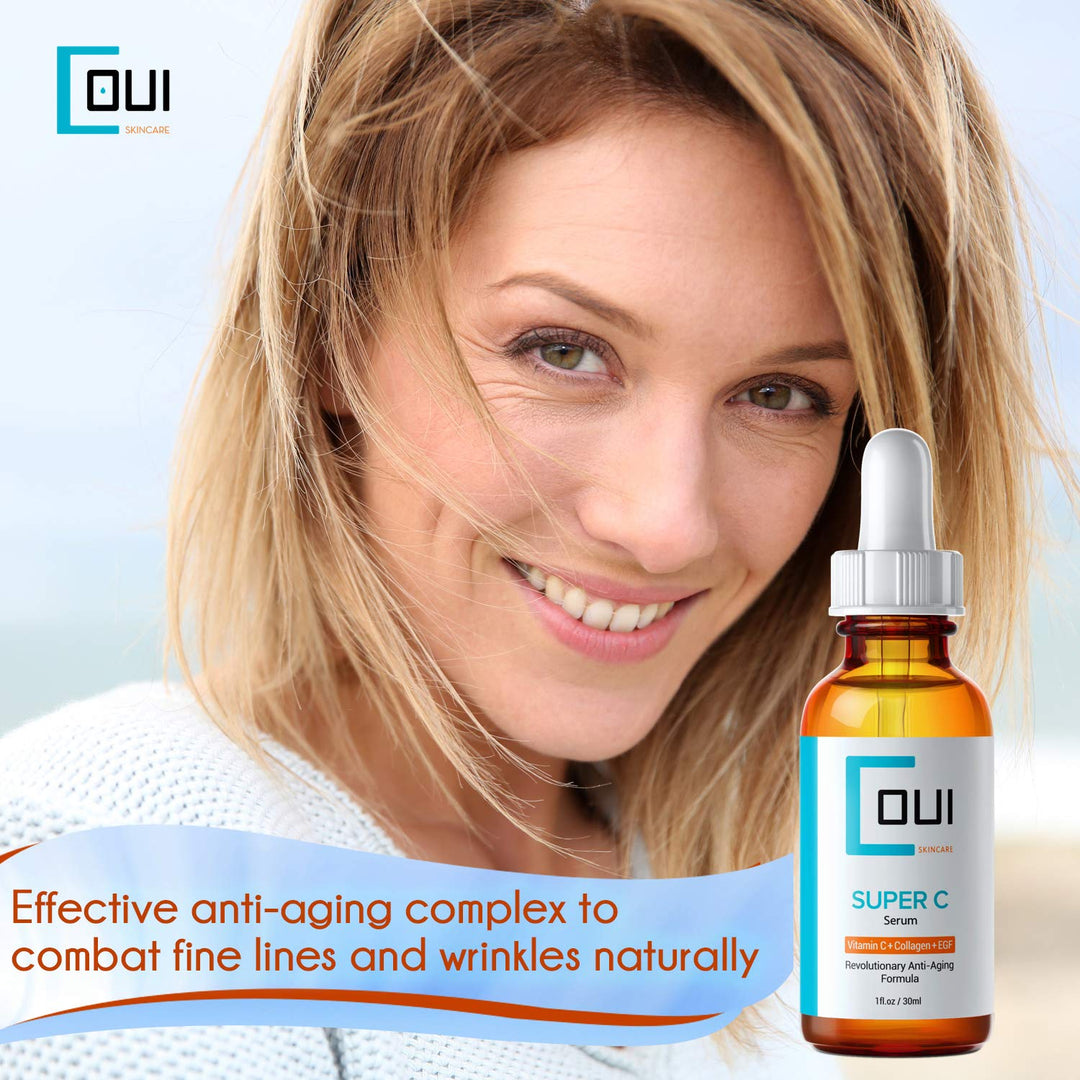 SUPER VITAMIN C Serum Anti Aging Anti Wrinkle - Facial Vit C, Hyaluronic Acid, Collagen, EGF For Face, Neck
