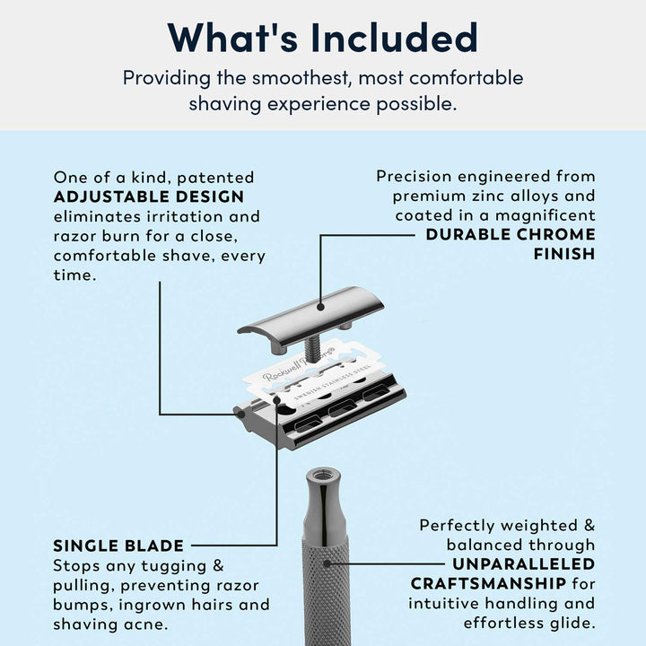 2C Razor with 5 Blades, 6 Piece Set, White Chrome | 2 Adjustable Shave Settings = TWO razors for the cost of ONE