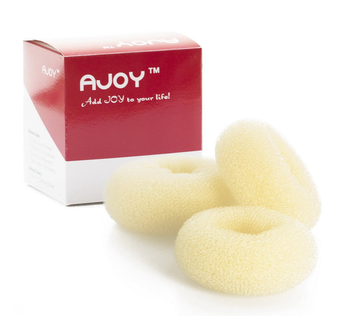 Yellow: 3 Pieces Bun Maker Donut for Hair, Blonde (3 sizes Small Medium Large 2-4 inch), Hair Doughnut Bun Form Shaper Chignon Maker