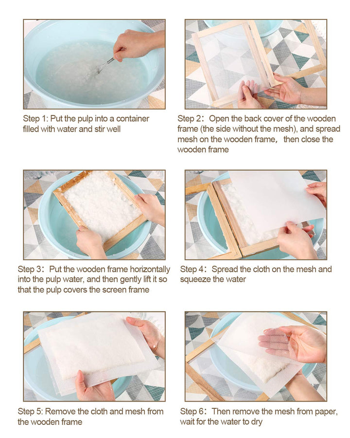 Paper Making Kit, Include A5 Size 7.5 x 9.8 Inch Wooden Paper Making Mould Frame Paper Making Screen, Nature Dried Flowers and Sponge for DIY Paper Craft
