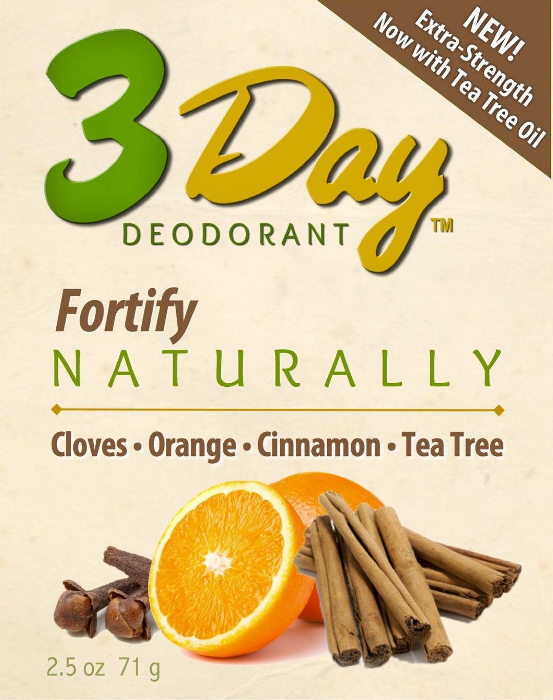 3-Day Natural Deodorant - New Softer Formula - All Natural, Farm Tested (2.5 oz Stick) Gluten Free, Aluminum Free (Fortify)