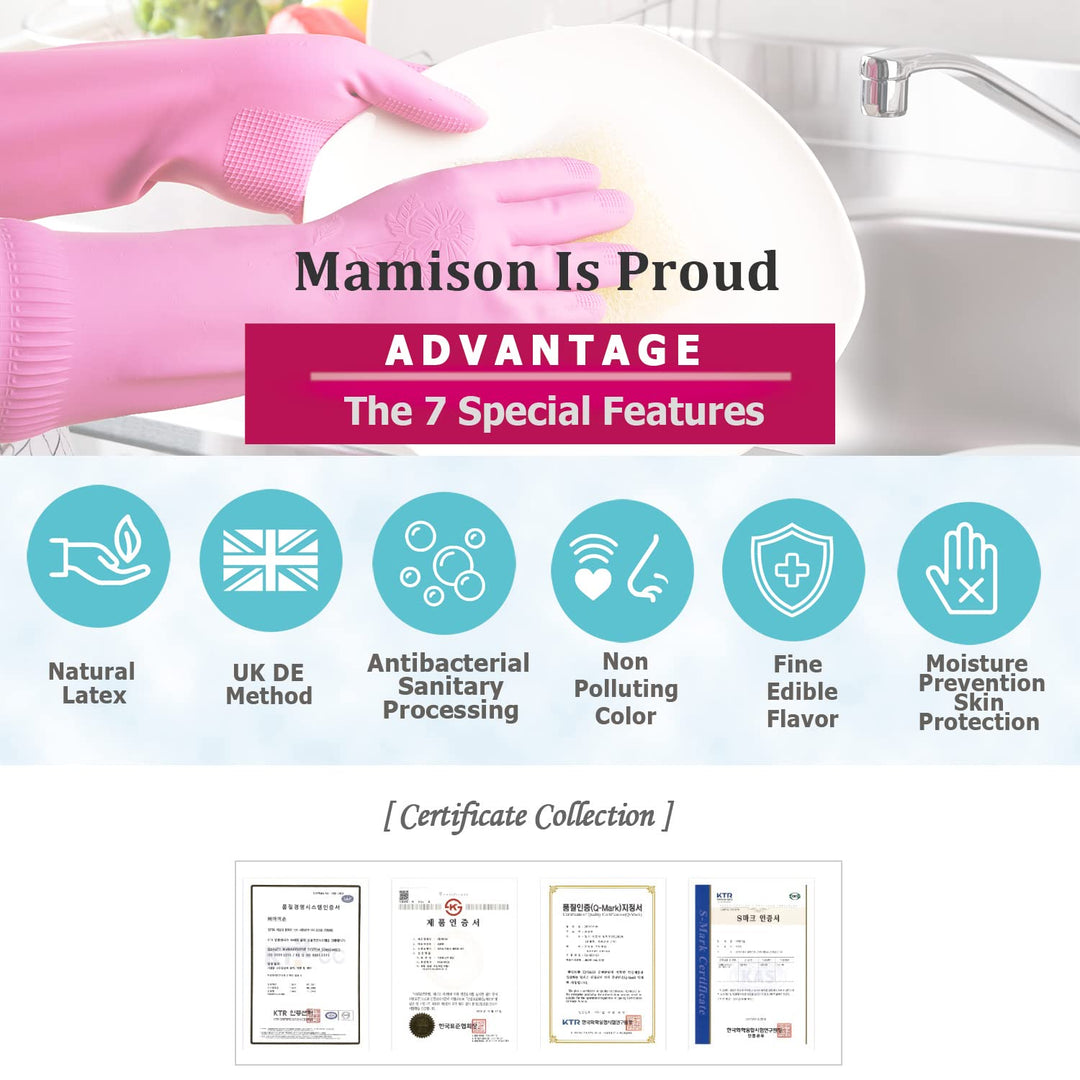 Mamison Kitchen Rubber Glove Pink (XXL Size 1 Pairs) Re