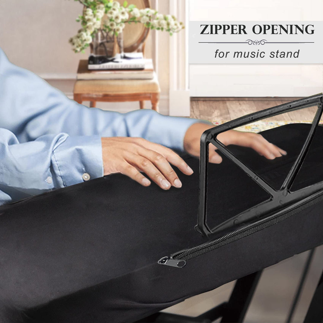 Stretchy 88 Keys Piano Keyboard Dust Cover with Music Stand Opening for Digital Electronic Piano (88, Black)