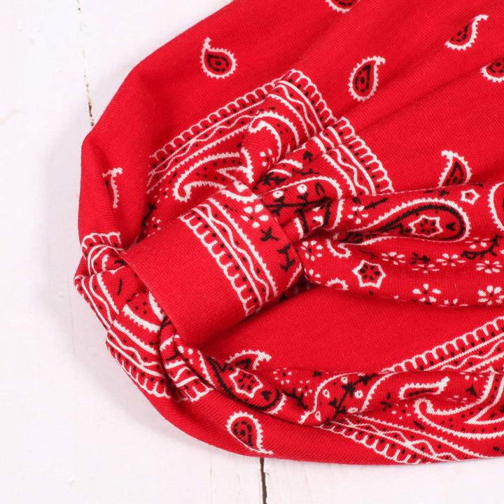 Assorted Paisley Print Wide Bandana Knot Headbands Criss Cross Head Wrap Hair Band (4 Colors Pack B)