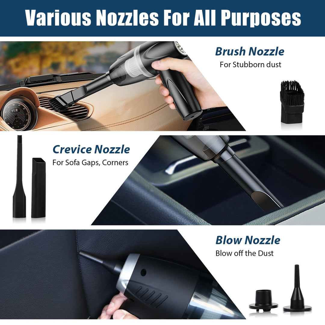 Portable Car Vacuum Cleaner - High Power 8000PA Suction, 15Ft Corded Handheld Whole Car Detailing Vacuum with Multi-nozzles and Air Blower for Wet, Dry, Pet Hair for 12v