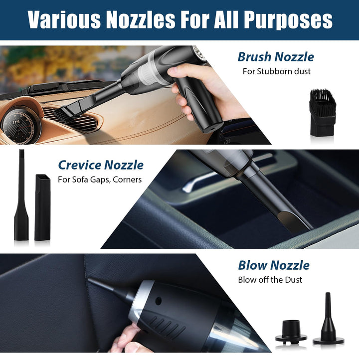 Portable Car Vacuum Cleaner - High Power 8000PA Suction, 15Ft Corded Handheld Whole Car Detailing Vacuum with Multi-nozzles and Air Blower for Wet, Dry, Pet Hair for 12v