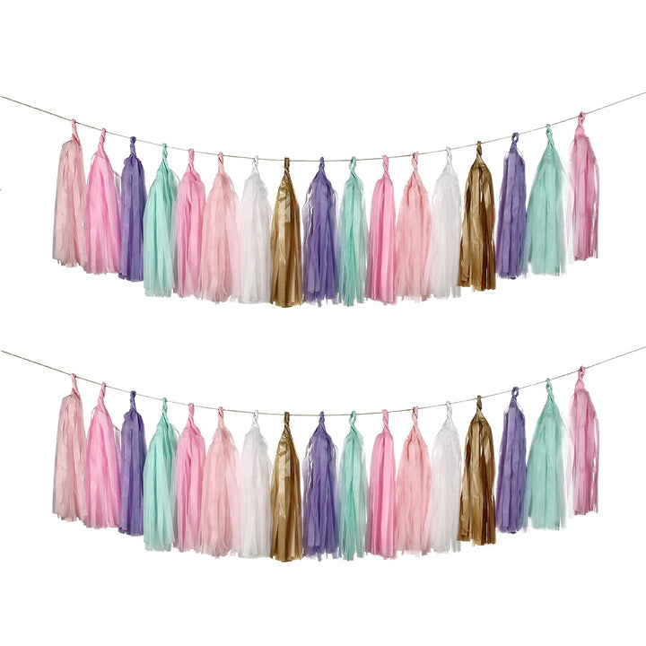 GUZON 30 PCS Tissue Paper Tassel DIY Party Garland Decor for All Events &amp; Occasions(Unicorn Pastel)