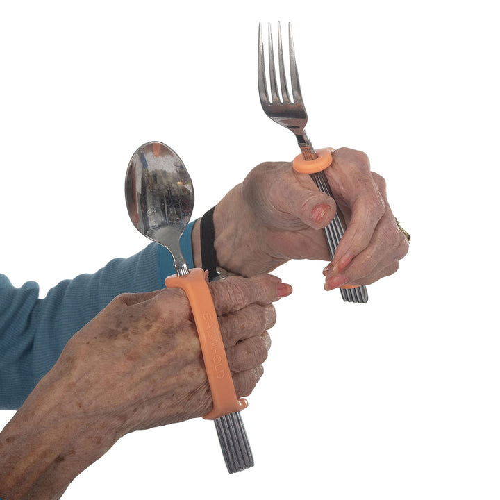 EazyHold Orange Silicone Hand Grip Aid, U Cuff, Utensil