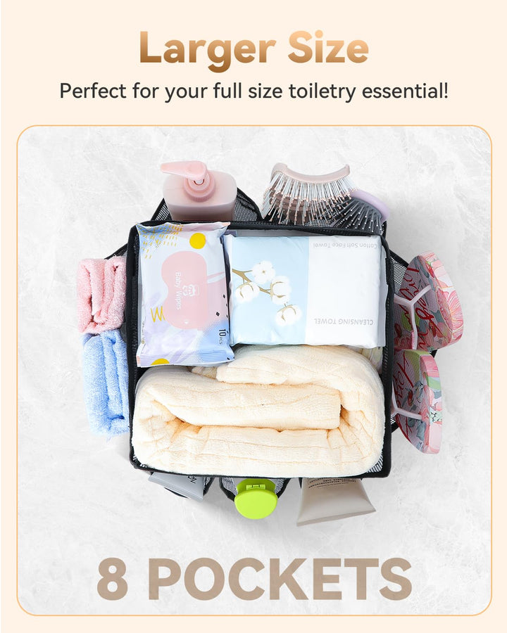 Mesh Shower Caddy Tote, Large Shower Caddy Basket Portable, Quick Dry Hanging Toiletry Bag, 8 Storage Pocket Handle Bath Organizer for College Dorm, Gym, Camp, Travel