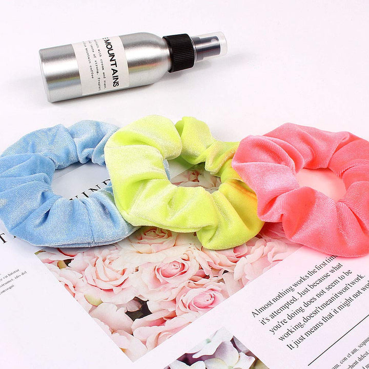 9 PCS Premium Velvet Macaron Theme Hair Scrunchies Tie Bobbles Rainbow Hair Bands Scrunchy Hair Tie Ropes Lce Cream Color for Women Hair Elastic Bandss (9 PCS Rainbow)