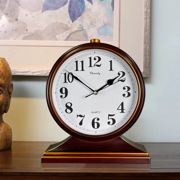 Desk Clocks for Table Decor,Retro Mantel Clock Battery Operated for Fireplace Mantel, Living Room,Bedroom,Office,Desktop Decoration (Frosted Style)