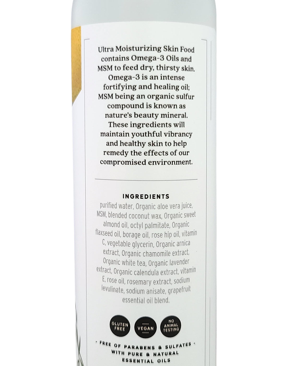 Omega-3 Body Lotion-Grapefruit Essential Oils and Organic MSM, Ultra Moisturizing, All Natural, Paraben Free, Sulfate Free 8 fl oz