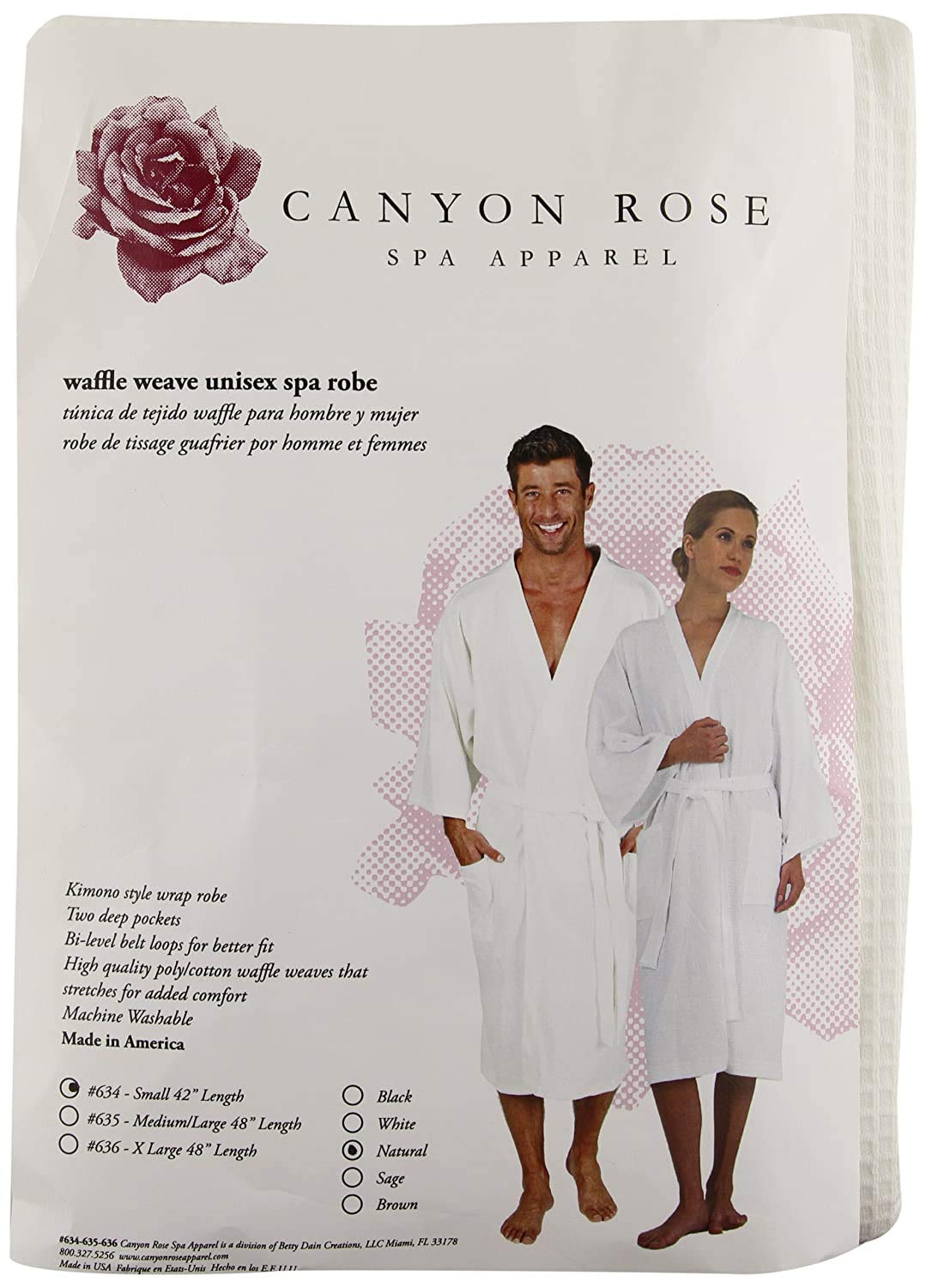 Unisex Waffle Weave Spa Robe, Sand, S